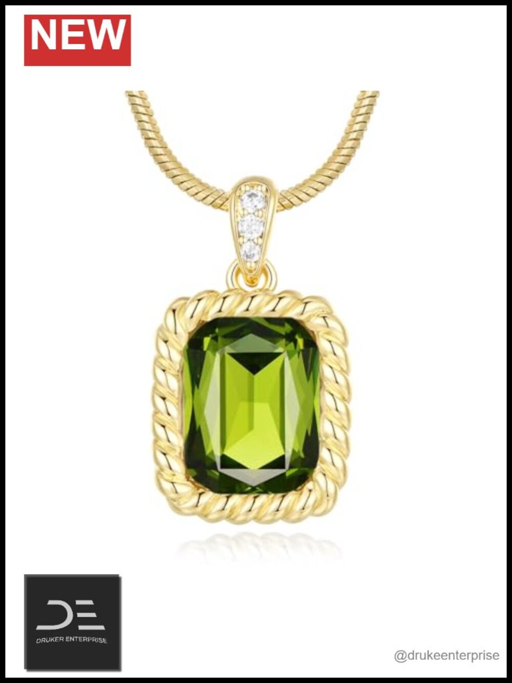 18K Gold Plated Sterling Silver Birthstone Necklace, Dainty Square Crystal